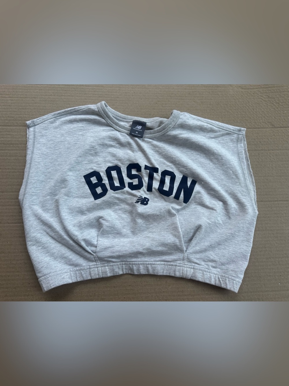 New Balance Light Gray Sweatshirt with Navy Print